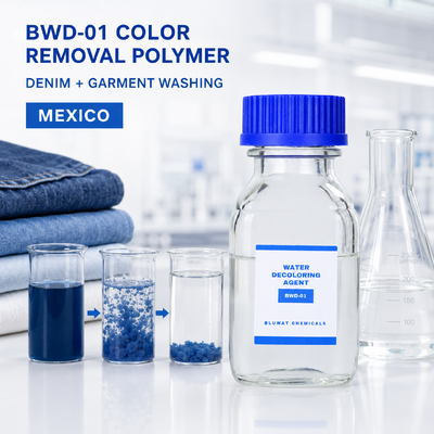 satın almak BWD-01 Denim yıkama atık suyu için %50 katı içerikli katyonik polimer su renksizleştirici çevrimiçi üretim