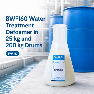 satın almak BWF160 Atık su akışkanları için 50-300 ppm'lik Nonionic Silikon Defoamer 25 kg ve 200 kg'lık fıçılardaki doz çevrimiçi üretim